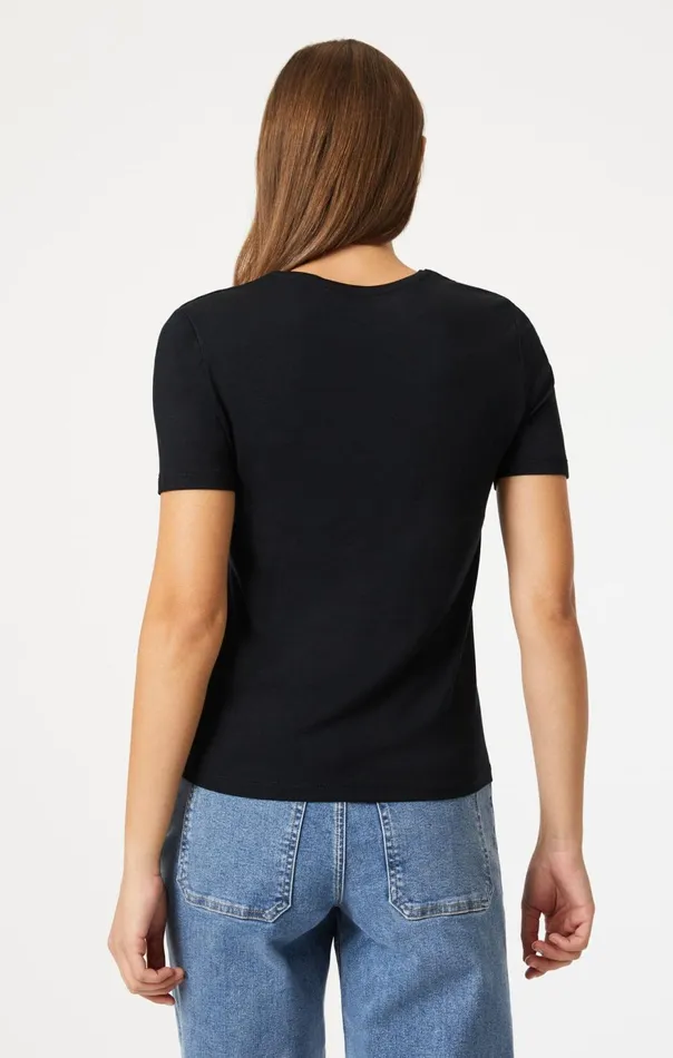 Women Luxe Crew Neck TShirt In Black Mavi Jeans Tops and TShirts Women Luxe Crew Neck TShirt In Black Mavi Jeans Tops and TShirts