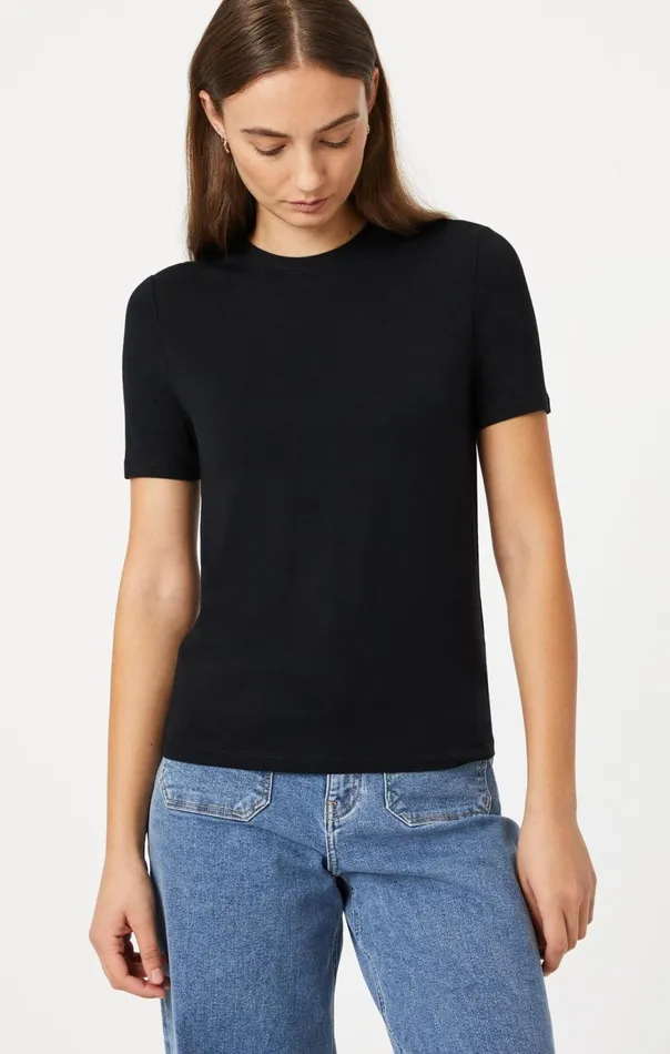 Women Luxe Crew Neck TShirt In Black Mavi Jeans Tops and TShirts Women Luxe Crew Neck TShirt In Black Mavi Jeans Tops and TShirts