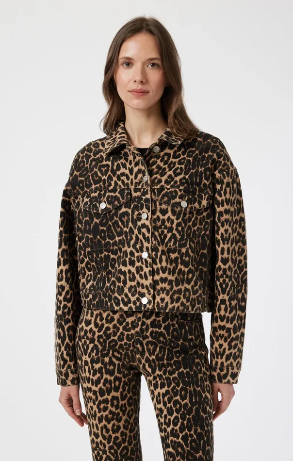 Women Maren Crop Jacket In Leopard Denim Mavi Jeans Jackets Women Maren Crop Jacket In Leopard Denim Mavi Jeans Jackets