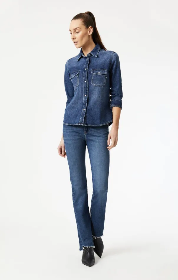 Women Maria Flare In Dark Vintage Flex Blue Mavi Jeans Denim