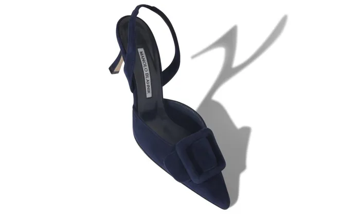 Women Maysale Manolo Blahnik MAYSLI Navy Blue Suede Slingback Pumps Women Maysale Manolo Blahnik MAYSLI Navy Blue Suede Slingback Pumps