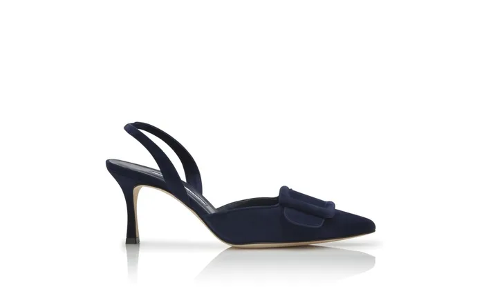 Women Maysale Manolo Blahnik MAYSLI Navy Blue Suede Slingback Pumps Women Maysale Manolo Blahnik MAYSLI Navy Blue Suede Slingback Pumps