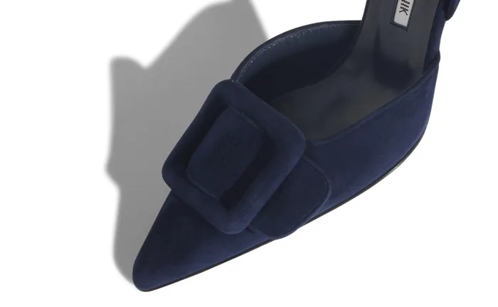 Women Maysale Manolo Blahnik MAYSLI Navy Blue Suede Slingback Pumps Women Maysale Manolo Blahnik MAYSLI Navy Blue Suede Slingback Pumps
