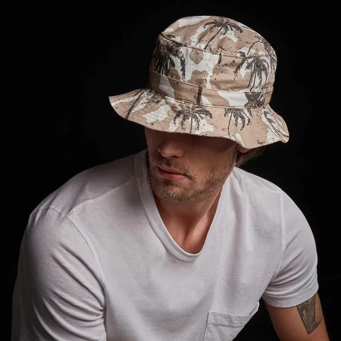 WomenMen Hats James Perse Camo Palm Print Bucket Hat Desert