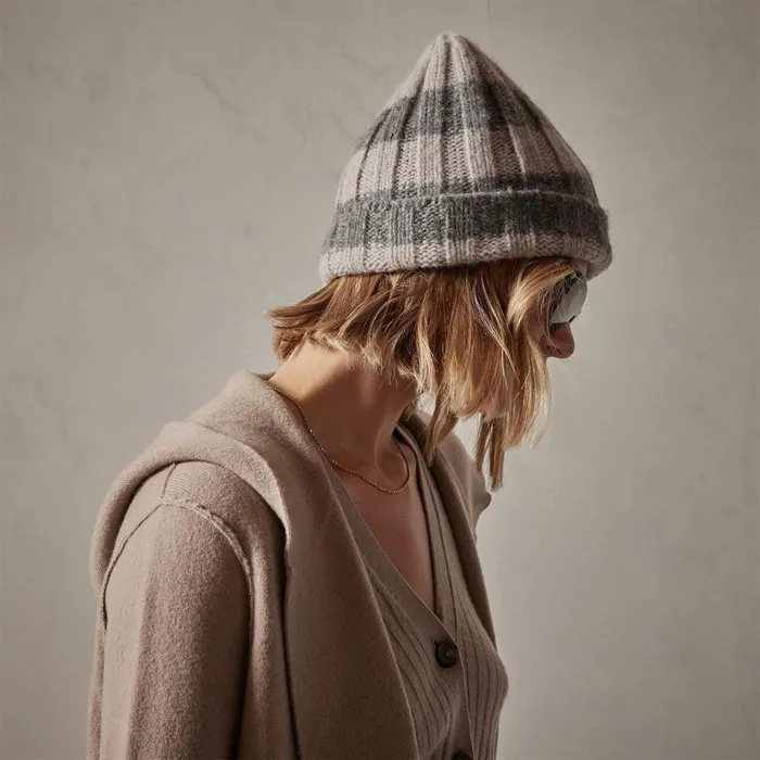 WomenMen Hats James Perse Cashmere Striped Beanie Silver Wheatthunder