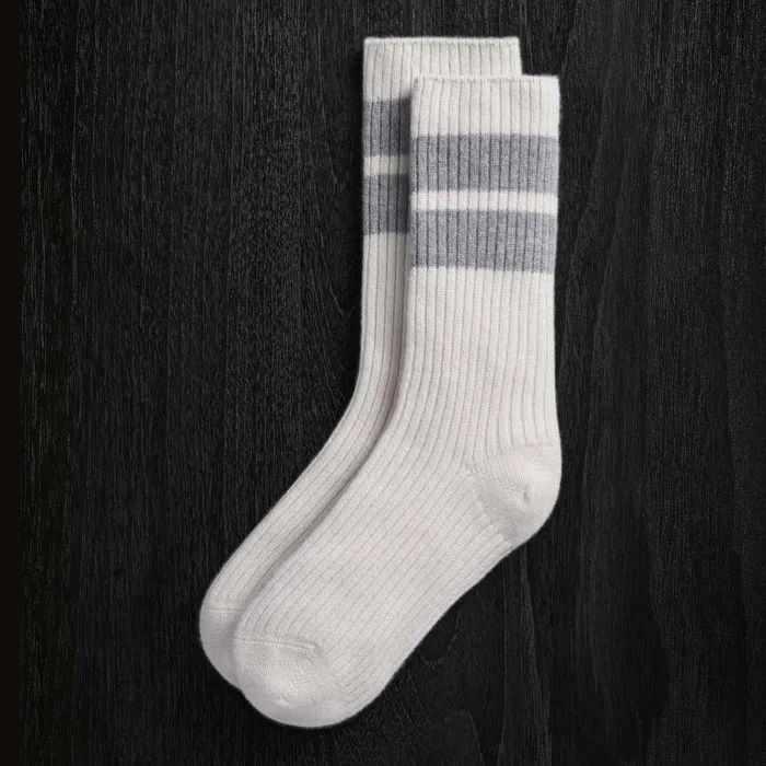 WomenMen Lounge James Perse Long Chunky Cashmere Sock Pearlheather Grey