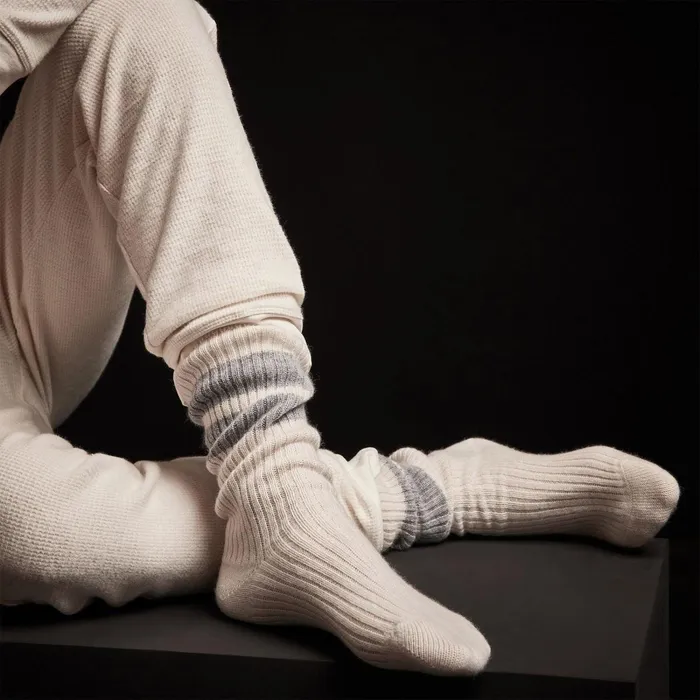 WomenMen Lounge James Perse Long Chunky Cashmere Sock Pearlheather Grey