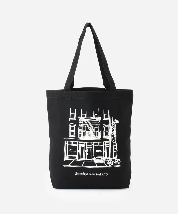 WomenMen Saturdays NYC Bags Cafe Sketch Canvas Tote Black