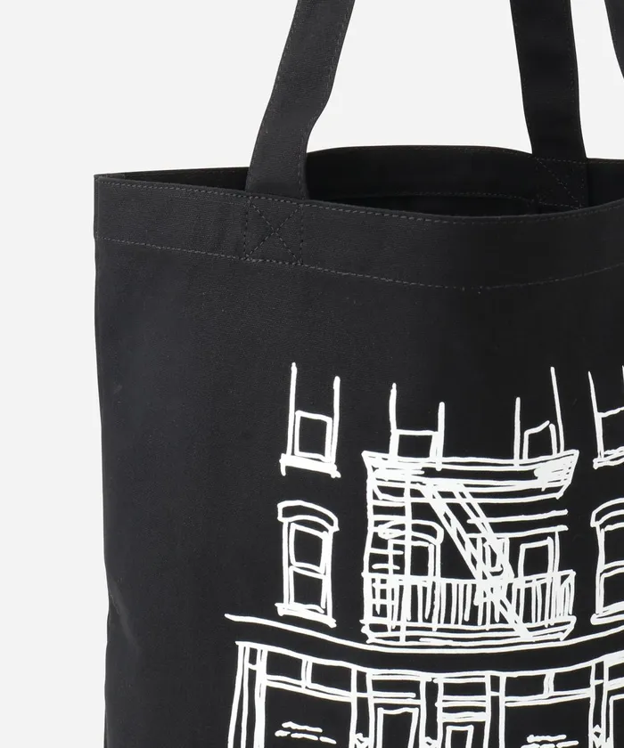 WomenMen Saturdays NYC Bags Cafe Sketch Canvas Tote Black WomenMen Saturdays NYC Bags Cafe Sketch Canvas Tote Black