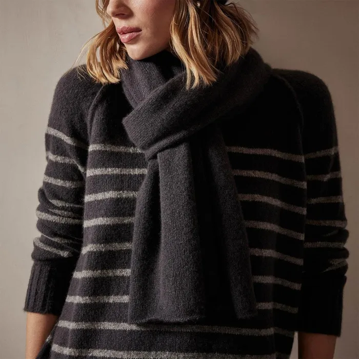 WomenMen Scarves James Perse Lightweight Textured Cashmere Scarf Black