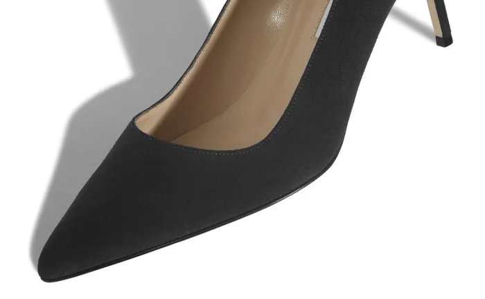 Women Mid Heels Manolo Blahnik BB 70 Charcoal Black Pointed Toe Pumps