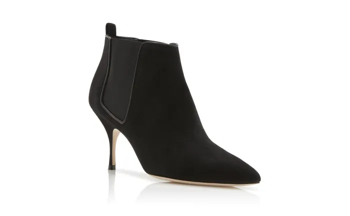 Women Mid Heels Manolo Blahnik DILDI Black Suede Ankle Boots