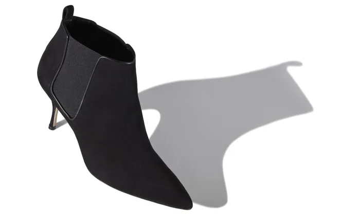 Women Mid Heels Manolo Blahnik DILDI Black Suede Ankle Boots Women Mid Heels Manolo Blahnik DILDI Black Suede Ankle Boots