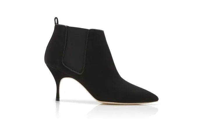 Women Mid Heels Manolo Blahnik DILDI Black Suede Ankle Boots Women Mid Heels Manolo Blahnik DILDI Black Suede Ankle Boots