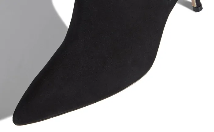 Women Mid Heels Manolo Blahnik DILDI Black Suede Ankle Boots Women Mid Heels Manolo Blahnik DILDI Black Suede Ankle Boots