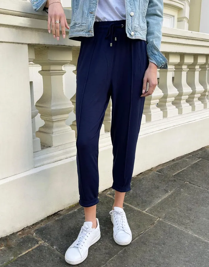 Women Navy Jersey Joggers Navy Threadbare Trousers