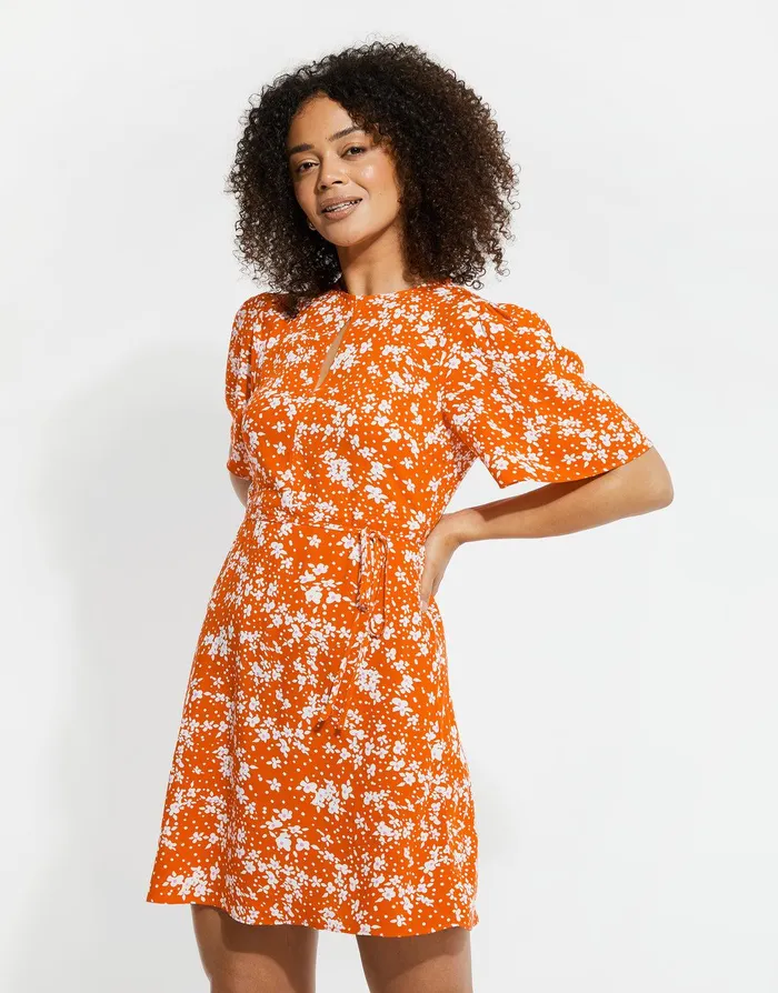 Women Orange Floral Print Mini Dress Orange Threadbare Dresses Women Orange Floral Print Mini Dress Orange Threadbare Dresses