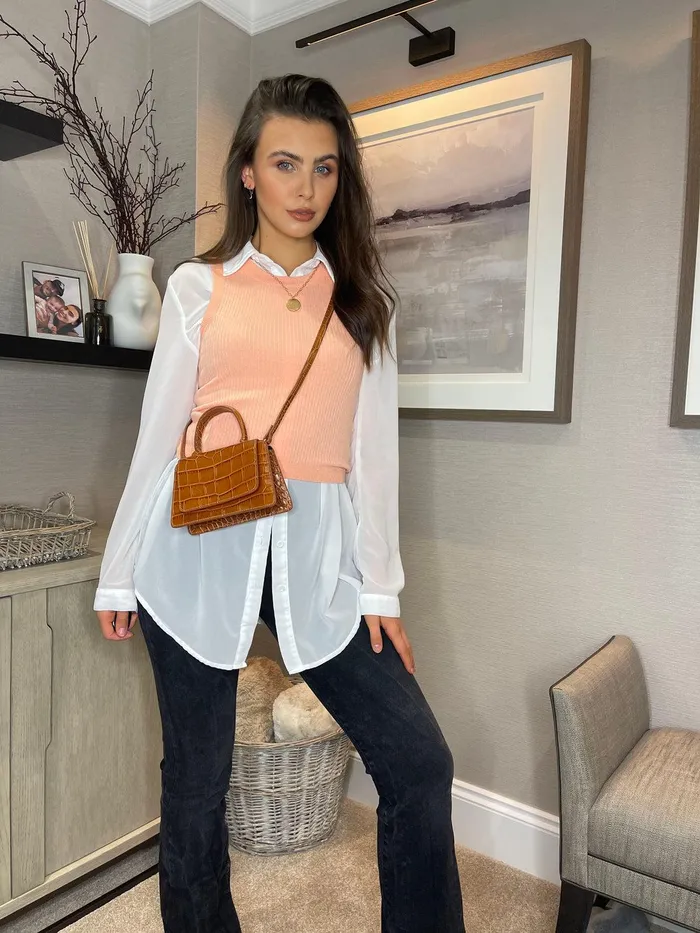 Women Orange Ribbed Tank Top Orange Threadbare Tops