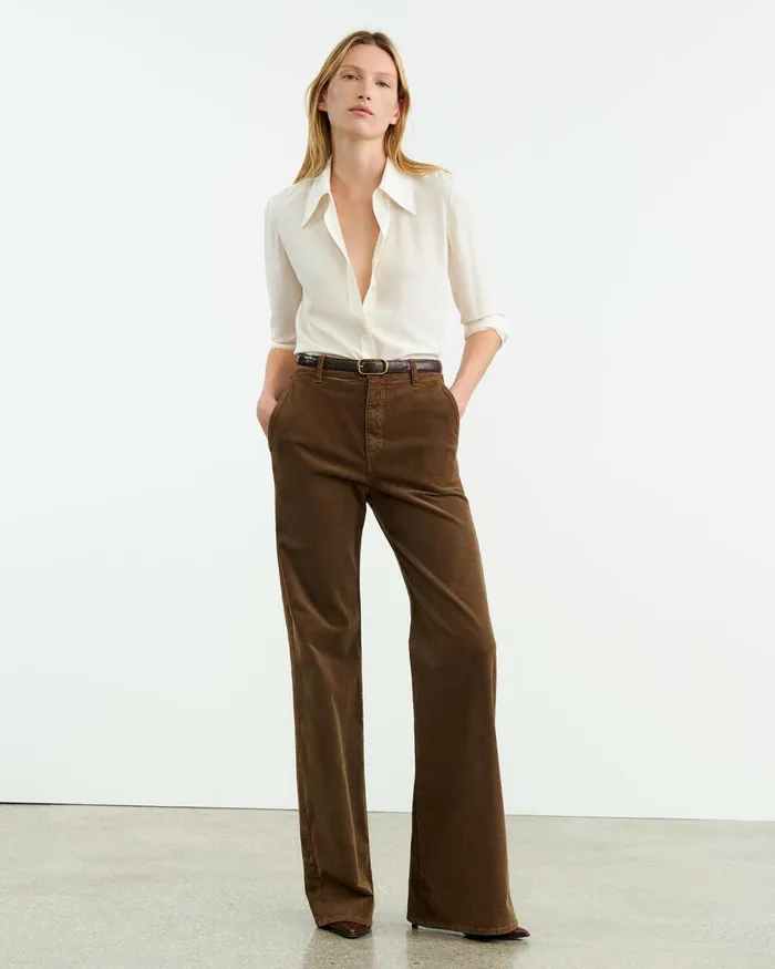 Women Pants and Shorts Nili Lotan ANNA CORDUROY PANT Cigar Brown