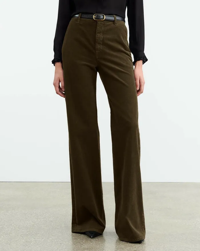 Women Pants and Shorts Nili Lotan ANNA CORDUROY PANT Cigar Brown