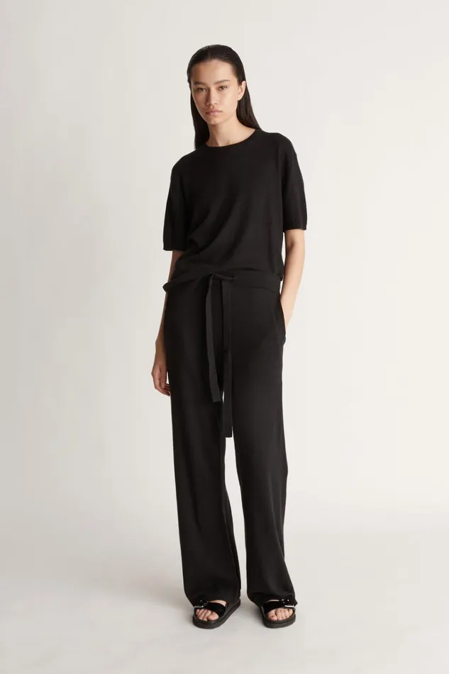Women Pants And Shorts Lee Mathews Cotton Cashmere Wide Leg Pant Black Women Pants And Shorts Lee Mathews Cotton Cashmere Wide Leg Pant Black