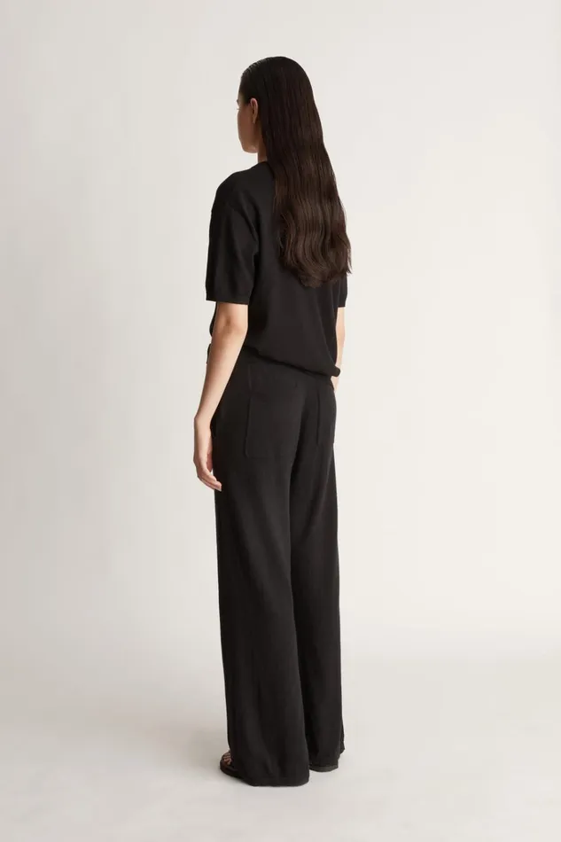 Women Pants And Shorts Lee Mathews Cotton Cashmere Wide Leg Pant Black Women Pants And Shorts Lee Mathews Cotton Cashmere Wide Leg Pant Black