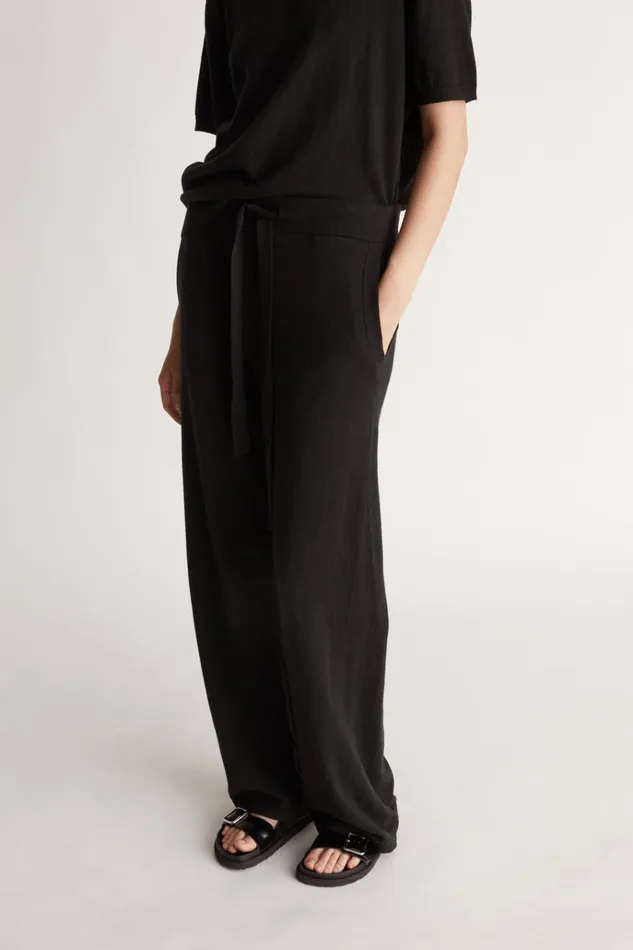 Women Pants And Shorts Lee Mathews Cotton Cashmere Wide Leg Pant Black Women Pants And Shorts Lee Mathews Cotton Cashmere Wide Leg Pant Black