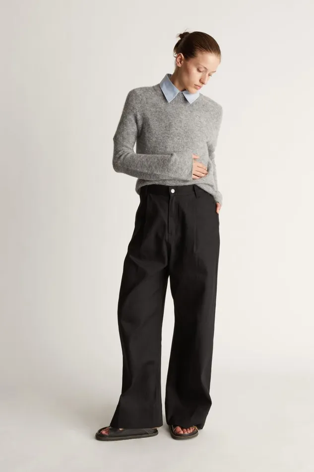 Women Pants And Shorts Lee Mathews LM Denim Pleat Pant Black