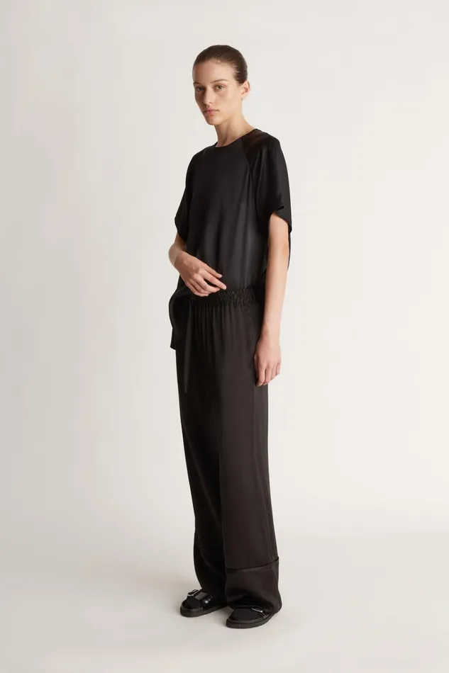 Women Pants And Shorts Lee Mathews Stella Silk Satin Pant Black
