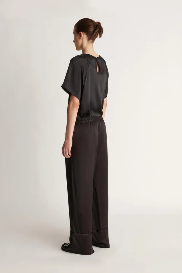 Women Pants And Shorts Lee Mathews Stella Silk Satin Pant Black