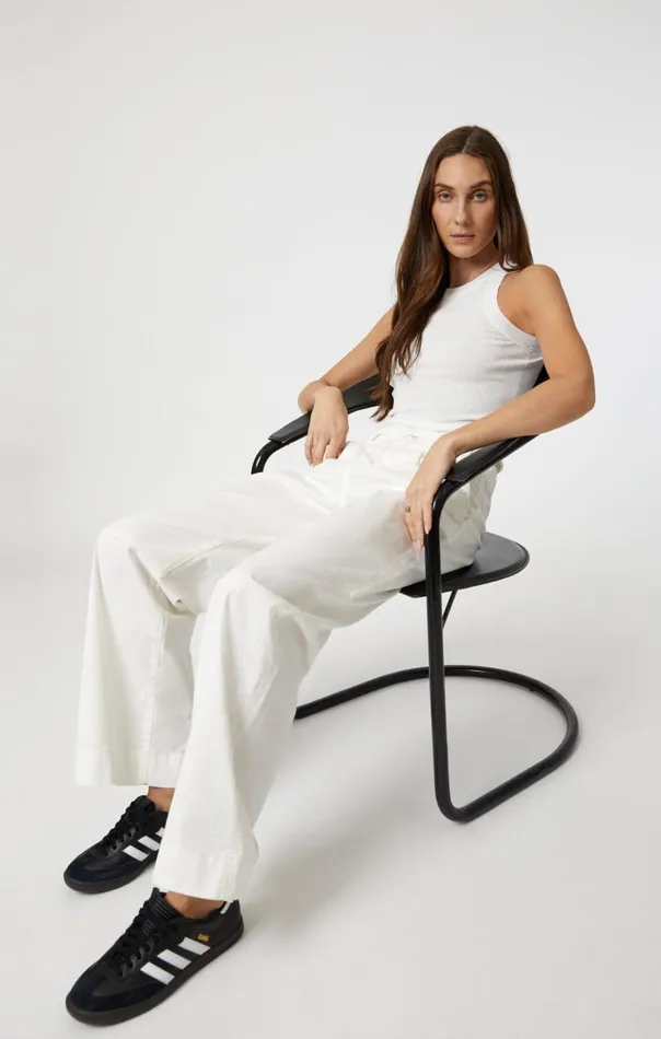 Women Pera Pleated Wide Leg In OffWhite Light Twill Mavi Jeans Pants