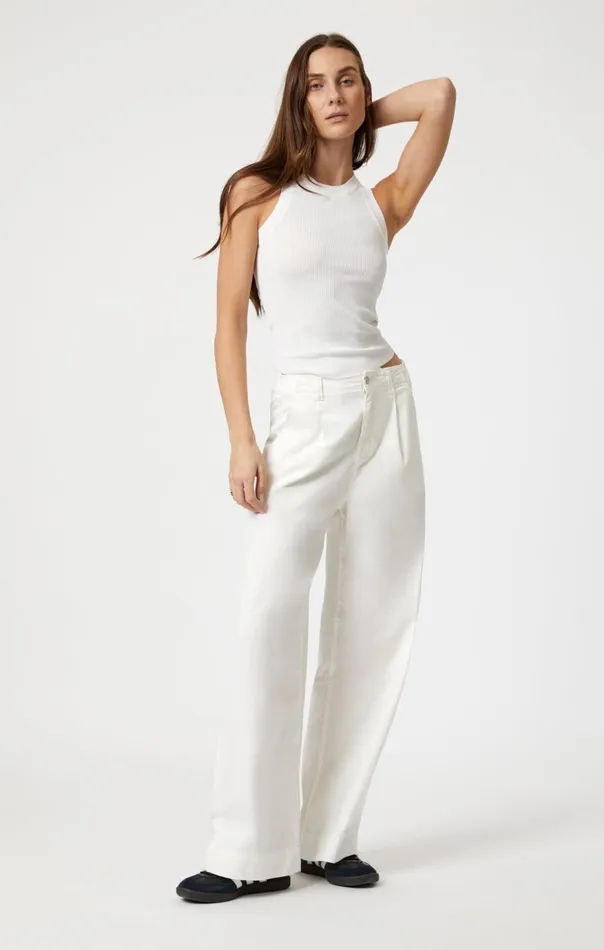 Women Pera Pleated Wide Leg In OffWhite Light Twill Mavi Jeans Pants