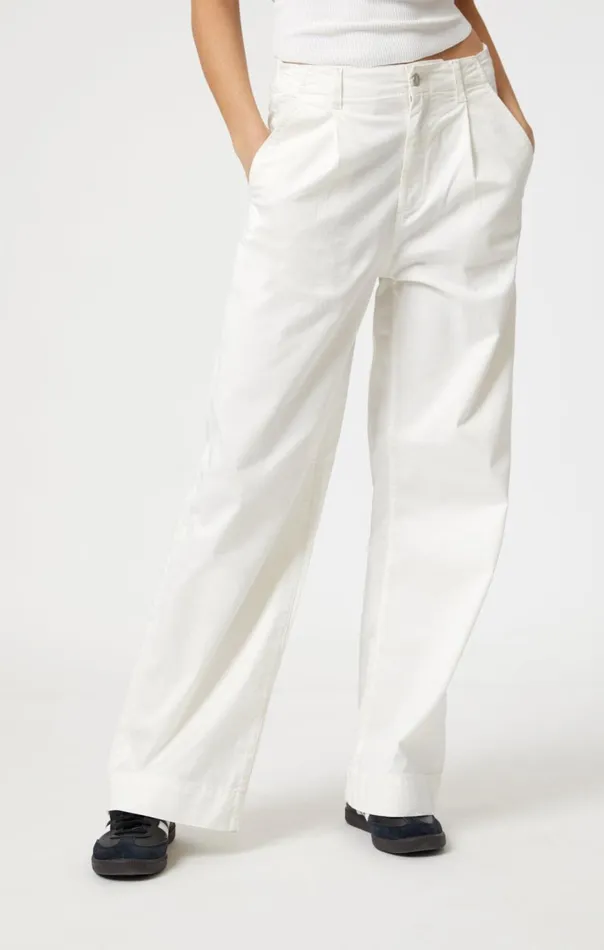 Women Pera Pleated Wide Leg In OffWhite Light Twill Mavi Jeans Pants