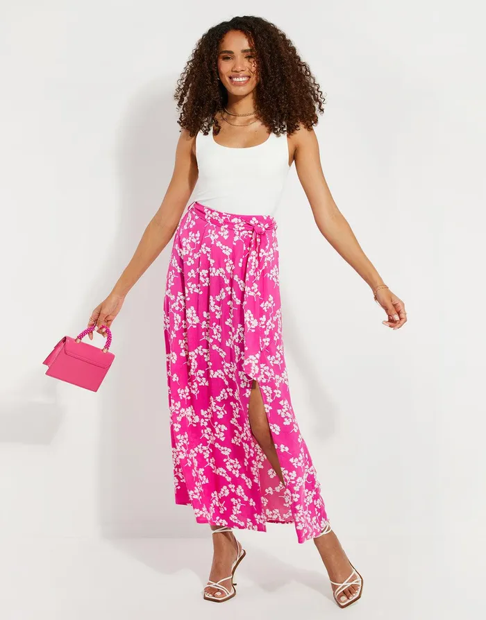 Women Pink Ditsy Floral Print Skirt Pink Threadbare Skirts