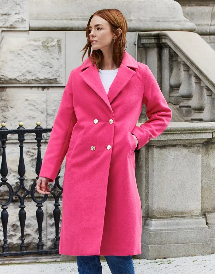 Women Pink Double Breasted Coat Pink Threadbare Jackets and Coats Women Pink Double Breasted Coat Pink Threadbare Jackets and Coats