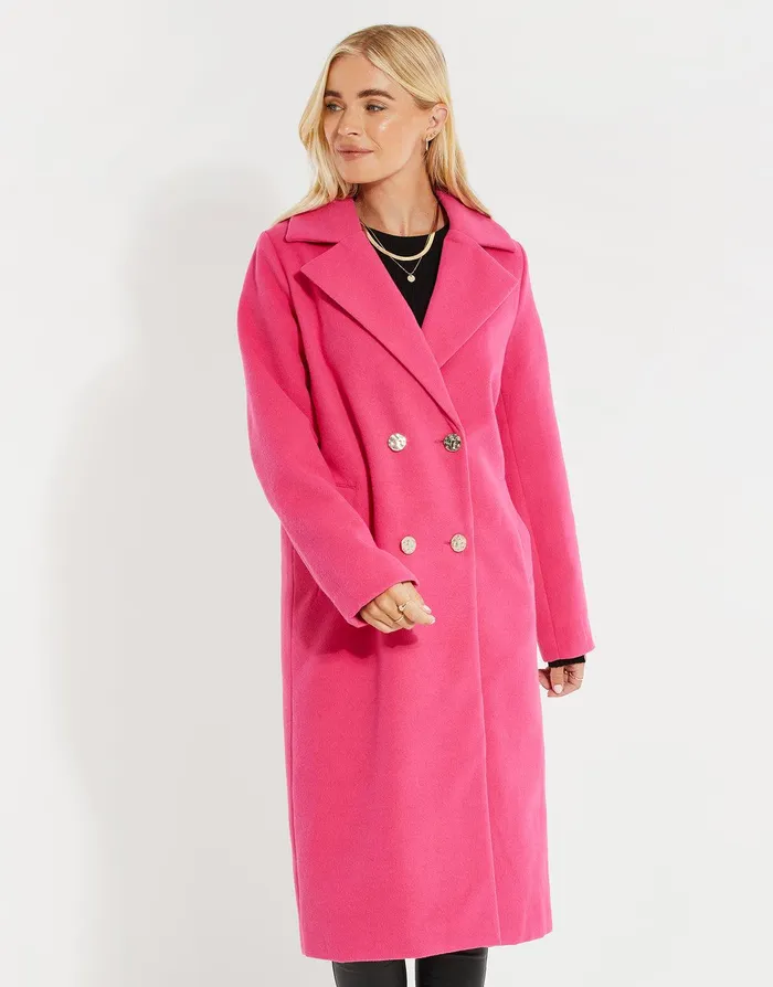 Women Pink Double Breasted Coat Pink Threadbare Jackets and Coats Women Pink Double Breasted Coat Pink Threadbare Jackets and Coats