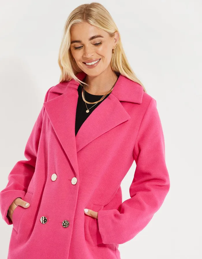 Women Pink Double Breasted Coat Pink Threadbare Jackets and Coats Women Pink Double Breasted Coat Pink Threadbare Jackets and Coats