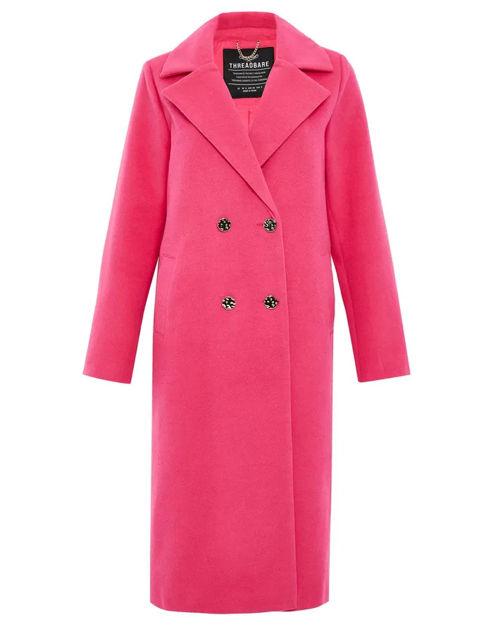 Women Pink Double Breasted Coat Pink Threadbare Jackets and Coats Women Pink Double Breasted Coat Pink Threadbare Jackets and Coats