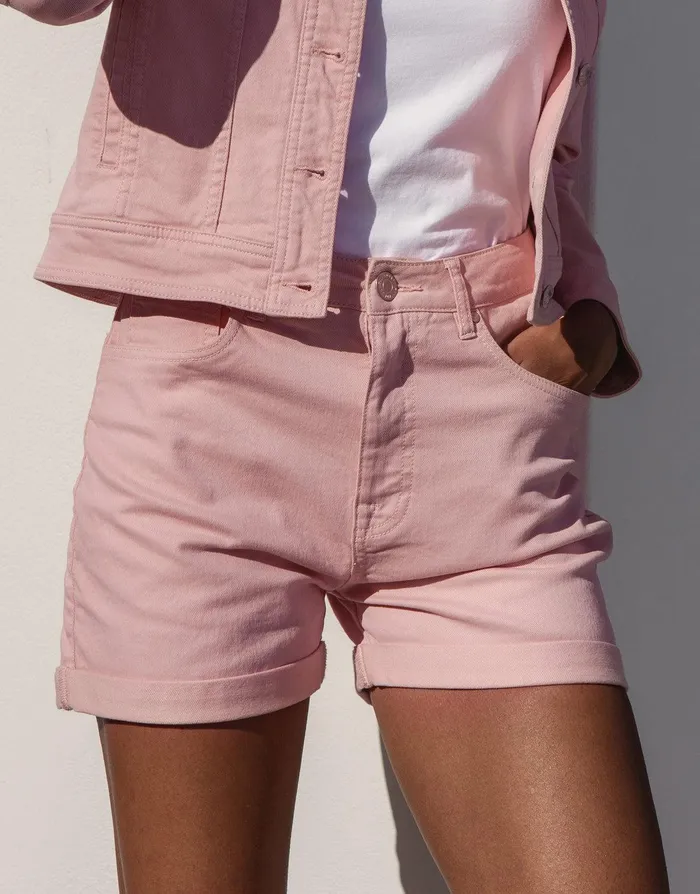 Women Pink Wash Classic Denim Shorts Pink Threadbare Shorts