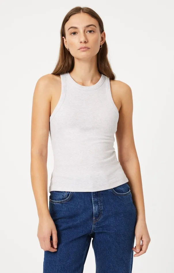 Women Racer Back Tank Top In Oatmeal Mavi Jeans Tops and TShirts