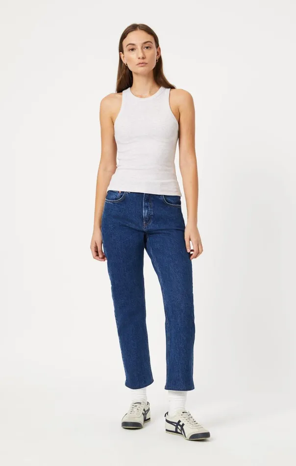 Women Racer Back Tank Top In Oatmeal Mavi Jeans Tops and TShirts