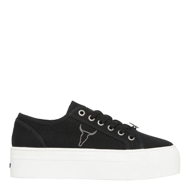 Women Ruby Black Canvas White Sneakers Windsor Smith Platform Sneakers