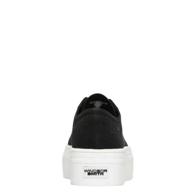 Women Ruby Black Canvas White Sneakers Windsor Smith Platform Sneakers