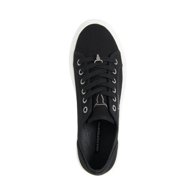 Women Ruby Black Canvas White Sneakers Windsor Smith Platform Sneakers