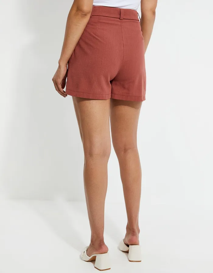 Women Rust Linen Look Shorts Rust Threadbare Shorts Women Rust Linen Look Shorts Rust Threadbare Shorts