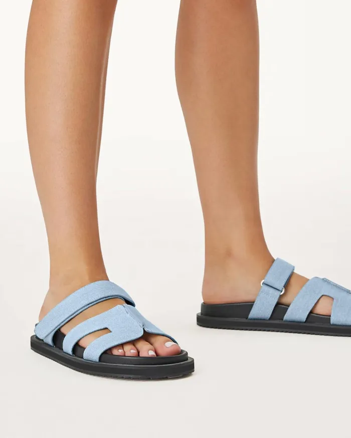 Women Sandals and Slides Billini THEON 8211 MID BLUE DENIM