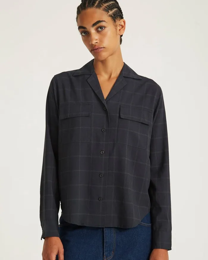 Women Saturdays NYC Shirts Lomedico Gabardine LS Shirt Black Women Saturdays NYC Shirts Lomedico Gabardine LS Shirt Black