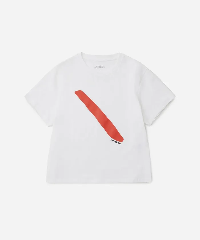Women Saturdays NYC Tees and Knit Tops Brush Stroke Standard SS Tee White