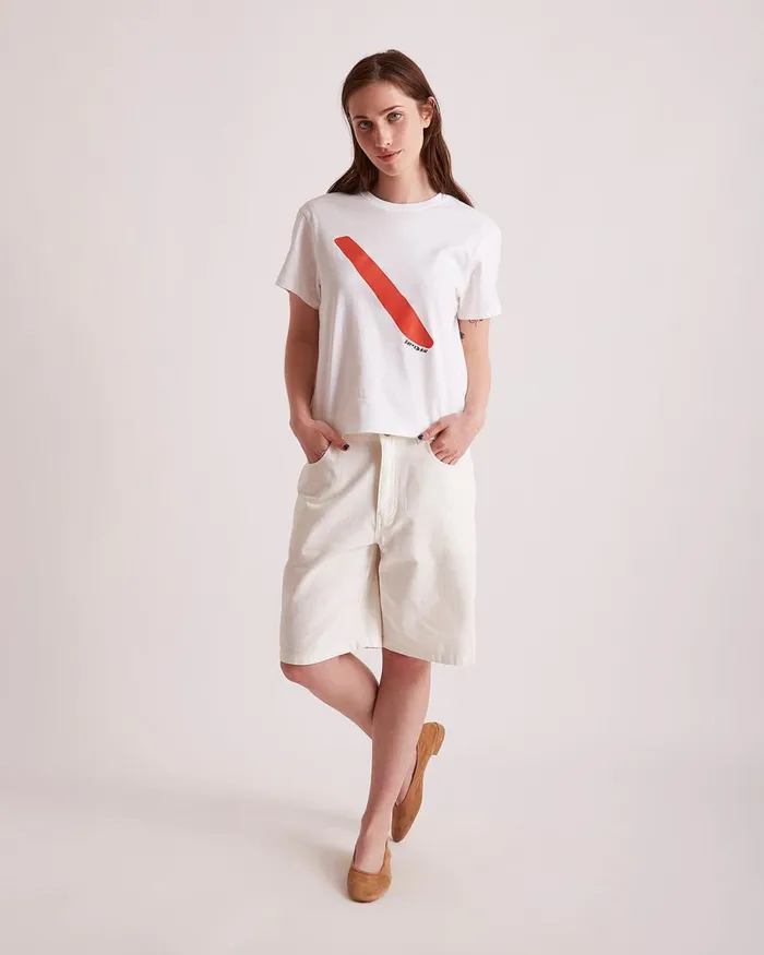 Women Saturdays NYC Tees and Knit Tops Brush Stroke Standard SS Tee White