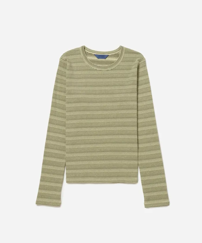 Women Saturdays NYC Tees and Knit Tops Striped Waffle LS Tee Frenchvanilla